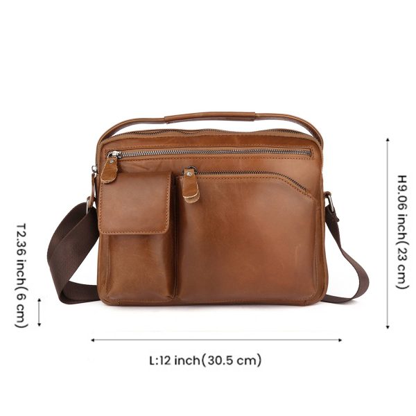Genuine Leather Shoulder Crossbody Bag for Men Work Business - Image 3
