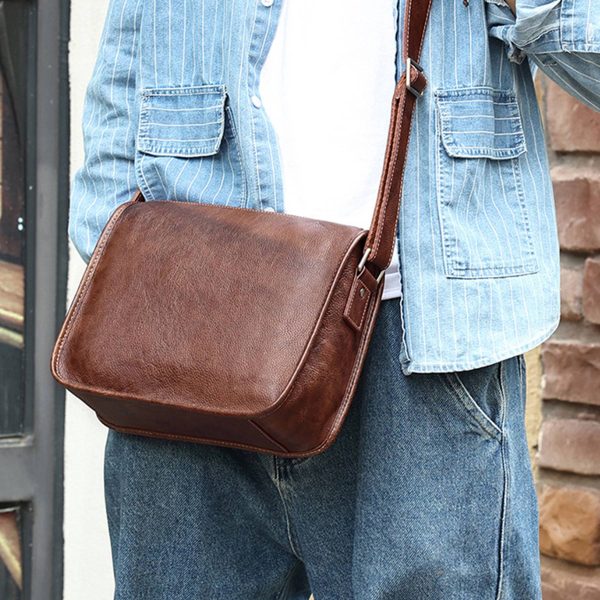 Premium Leather Messenger Tote Bag for Men - Image 5