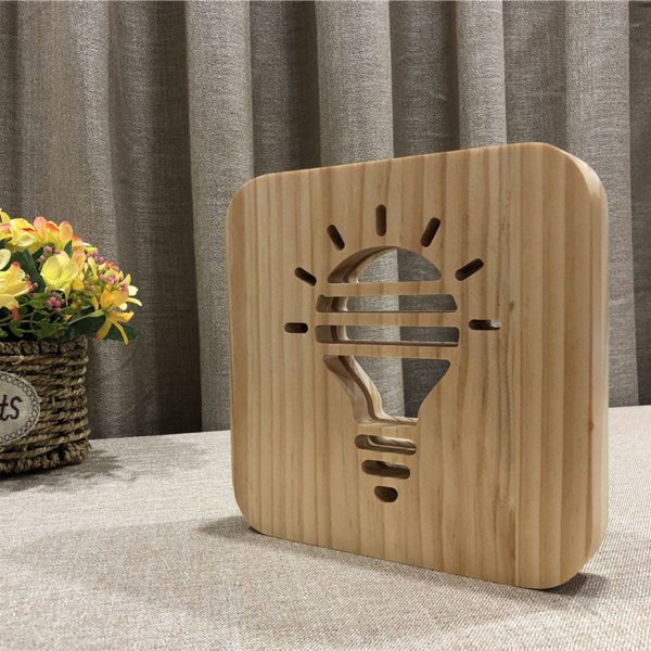 USB Wooden Decoration Bulb Shaped LED Night Light - Image 5