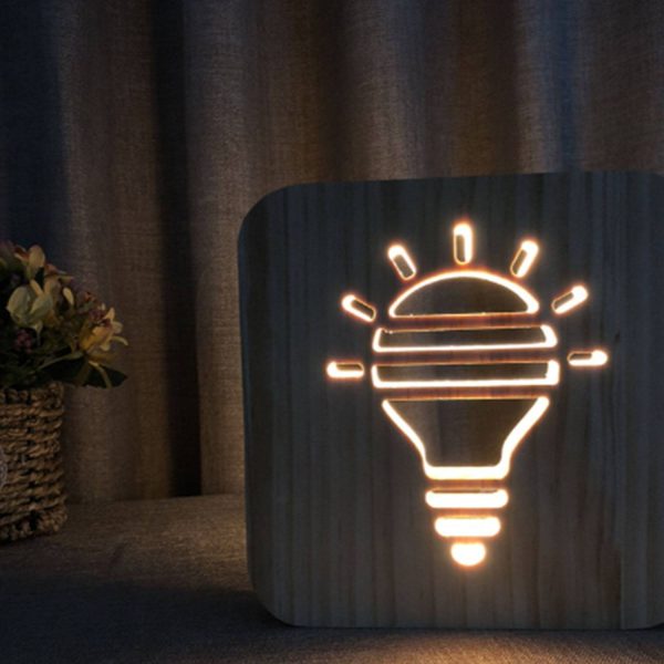 USB Wooden Decoration Bulb Shaped LED Night Light - Image 4