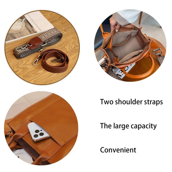Vegan Leather Simple Vintage Shoulder Retro Handbag - Image 6