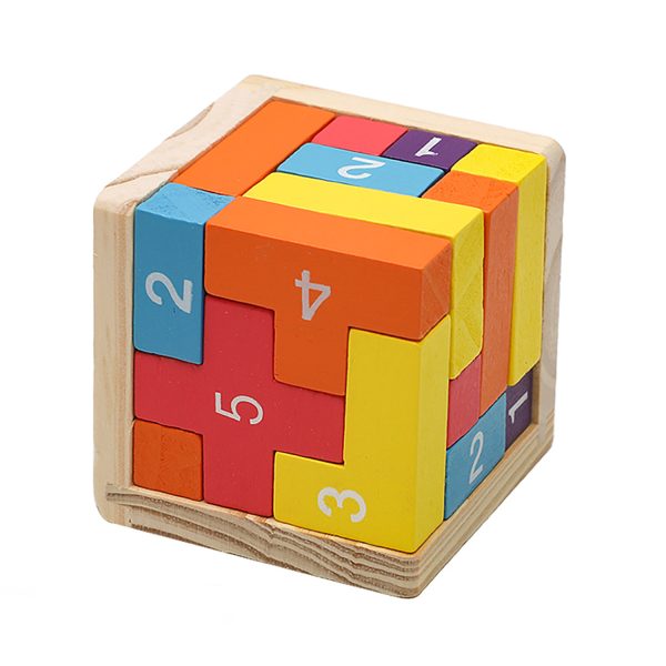 54pcs Fun Wooden Square Building Block Puzzle Toy - Image 4
