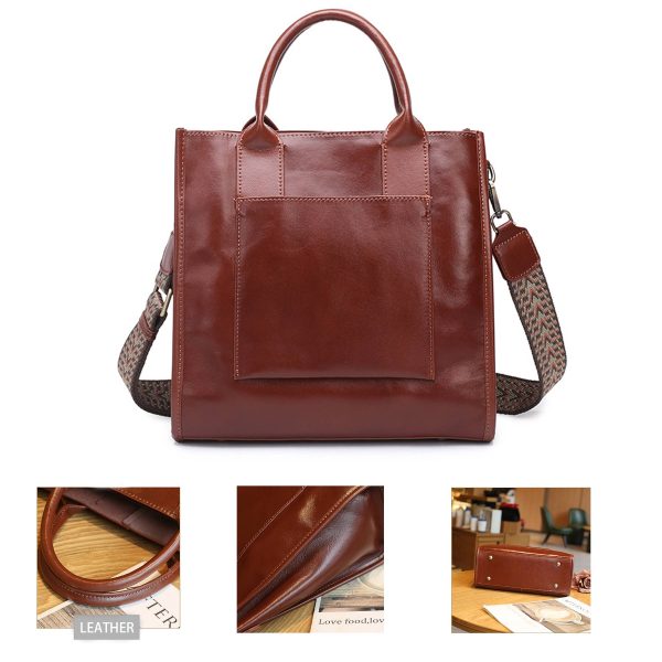 Vegan Leather Simple Vintage Shoulder Retro Handbag - Image 7