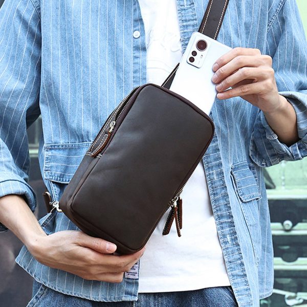 Genuine Leather Sling Bag for Men Crossbody - Image 2