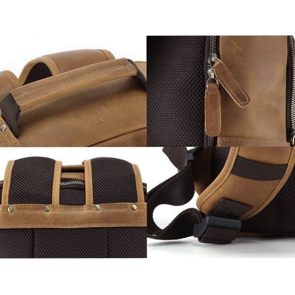 Men's Vintage Genuine Leather Laptop Backpack - Image 4