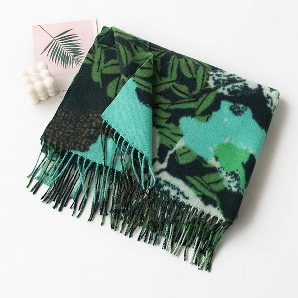 Women's Thickened Polyester Tie-Dye Scarf w/ Tassels - Image 4