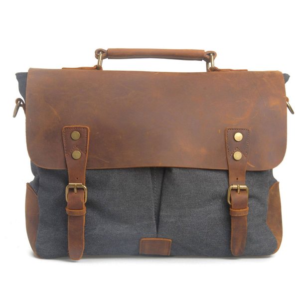 Canvas with leather Messenger bag