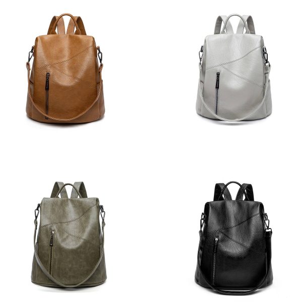 Polyurethane Women Purse Fashion Travel Shoulder Backpack - Image 7