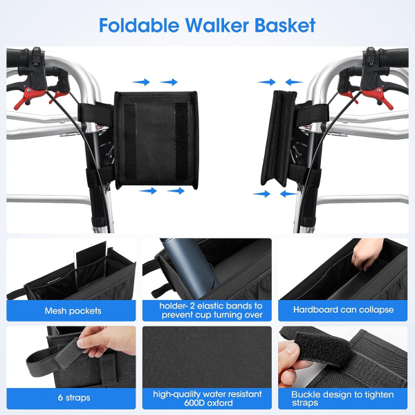 Foldable Oxford Walker Storage Bag w/ Mesh Pockets - Image 5