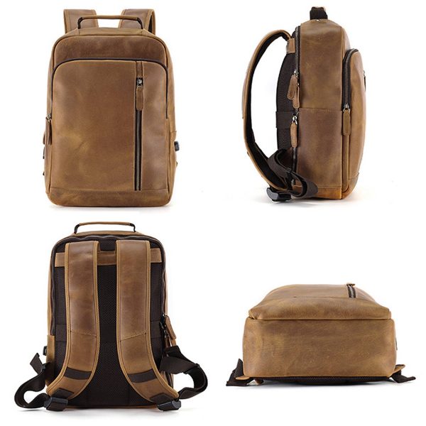 Men's Vintage Genuine Leather Laptop Backpack - Image 2