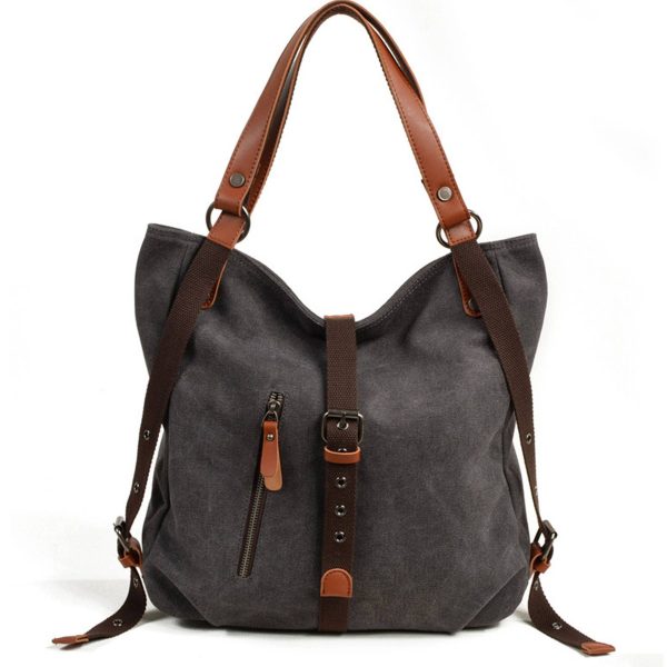 Canvas Multifunctional Shoulder Bucket Backpack - Image 3