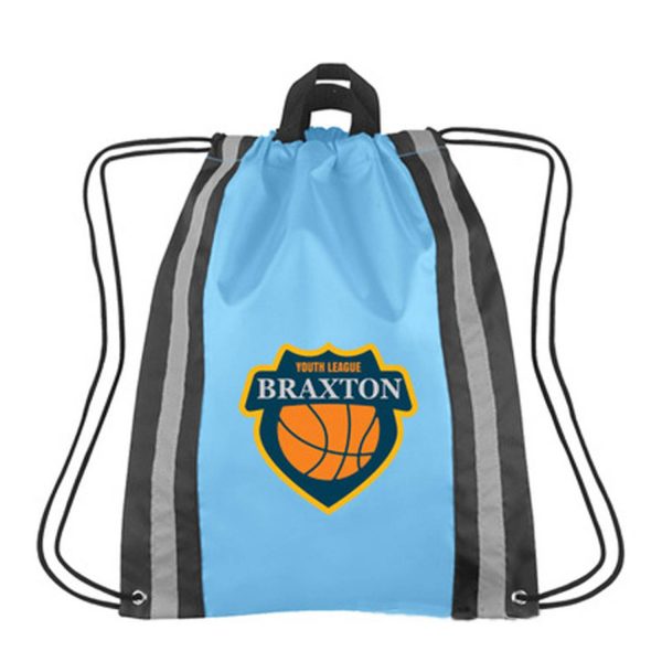 Small Nylon Reflective Sports Drawstring Backpack - Image 2