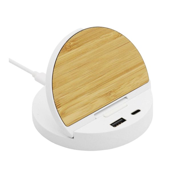 2 in 1 Bamboo Flip Wireless Charger Phone Stand - Image 2
