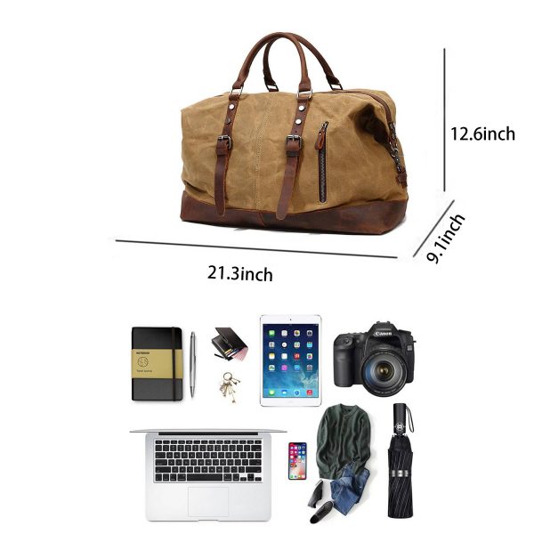 Canvas Waxed Vintage Wear resistant Storage Duffel Bag - Image 5