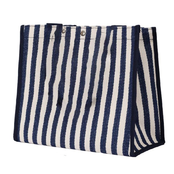 Large capacity Striped Canvas Tote Bag - Image 2
