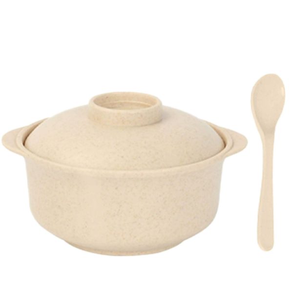 3 Piece Wheat Straw Soup Bowl Utensil Set - Image 5