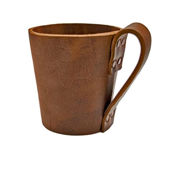 12oz Vintage PU Leather Cup Sleeve w/ Handle - Image 2