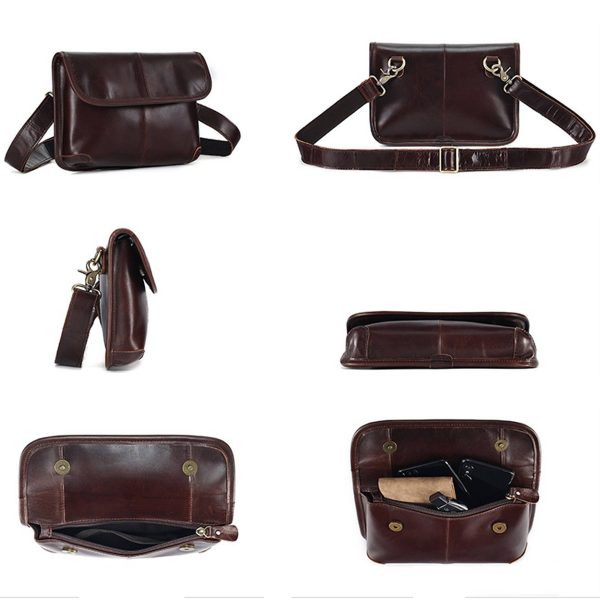 Leather Crossbody Messenger Bag for Men - Image 5