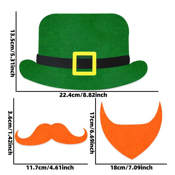 Non-Woven Fabric Green Hat Set w/ Mustache - Image 7