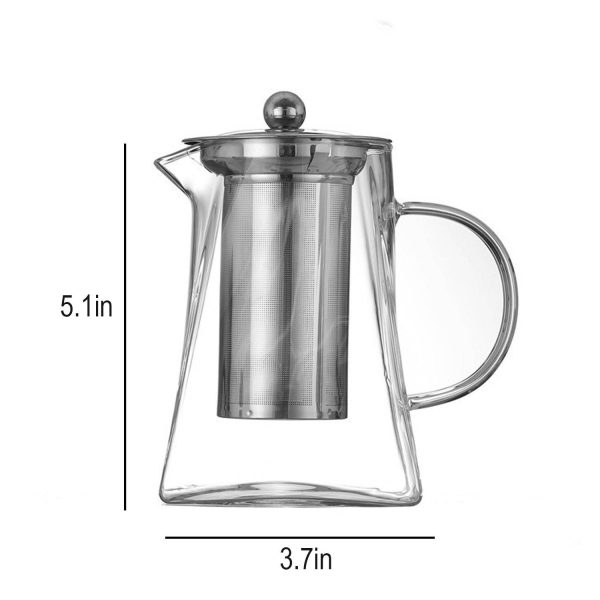 25 oz Clear High Borosilicate Glass Tea Pot - Image 4