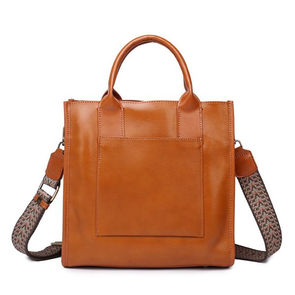 Vegan Leather Simple Vintage Shoulder Retro Handbag - Image 3