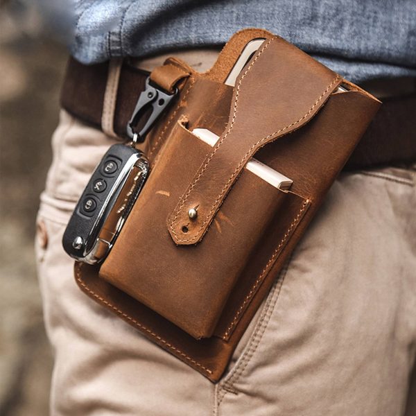 PU Leather Phone Pouch Holster for Men Belt - Image 3