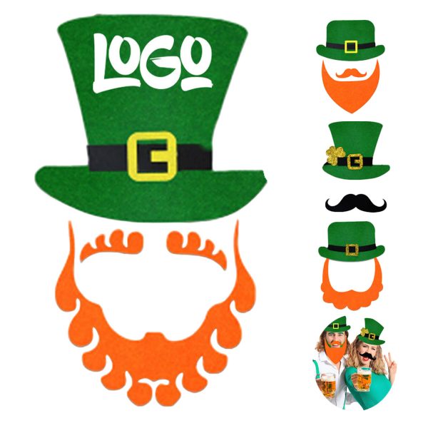 Non-Woven Fabric Green Hat Set w/ Mustache