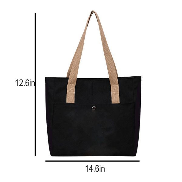 Zipper Top Large Capacity Canvas Tote Bag - Image 4