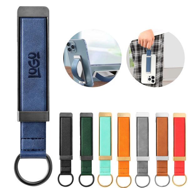 2 in 1 PU Leather Cell Phone Grip Strap Stands