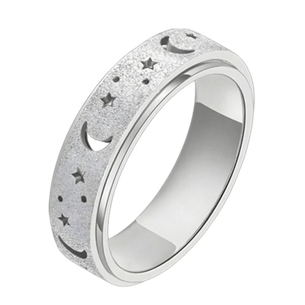 Stainless Steel Star Moon Spinner Ring - Image 4