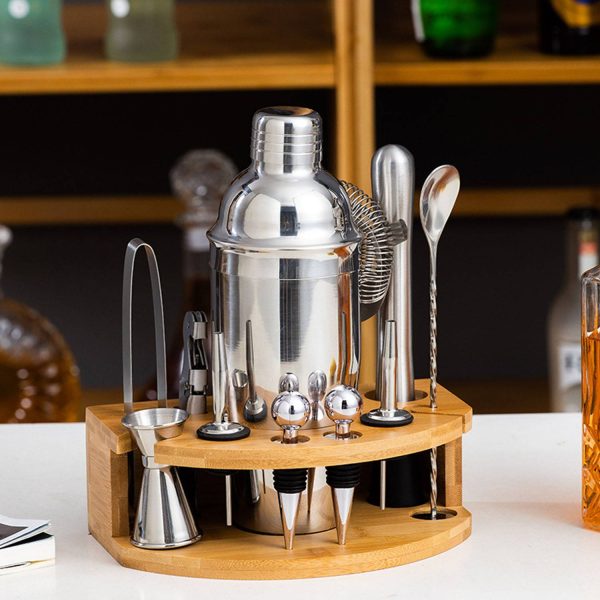 12pcs Stainless steel Cocktail Shaker Set w/ Bamboo Stand - Image 14