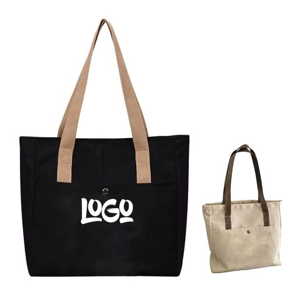 Zipper Top Large Capacity Canvas Tote Bag