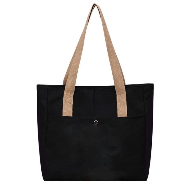 Zipper Top Large Capacity Canvas Tote Bag - Image 2