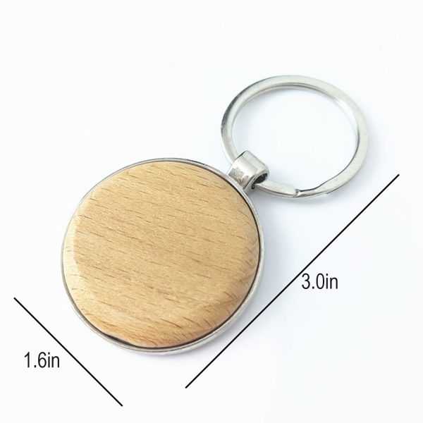 Round Circle Wood Keychain - Image 4
