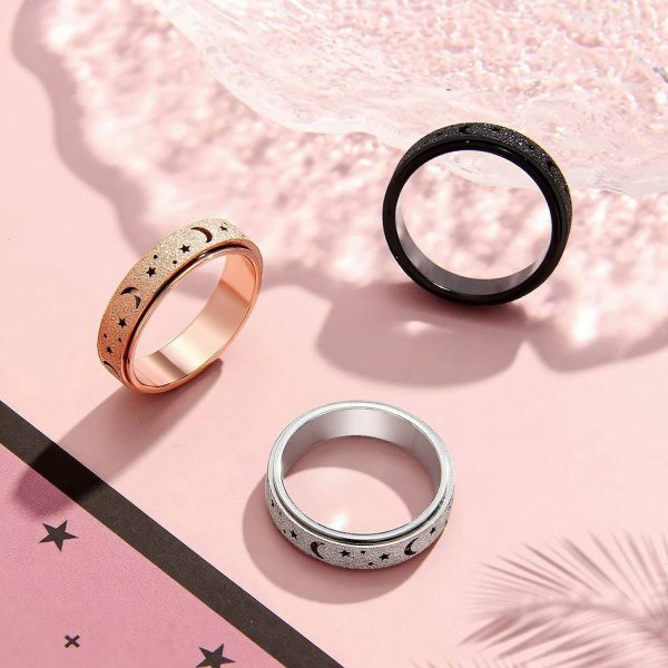 Stainless Steel Star Moon Spinner Ring - Image 7
