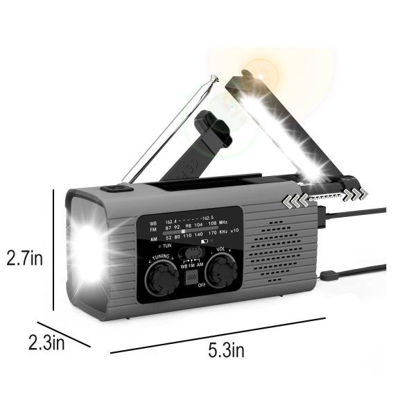 Outdoor Hand Crank LED Solar Powered Emergency Radio - Image 7