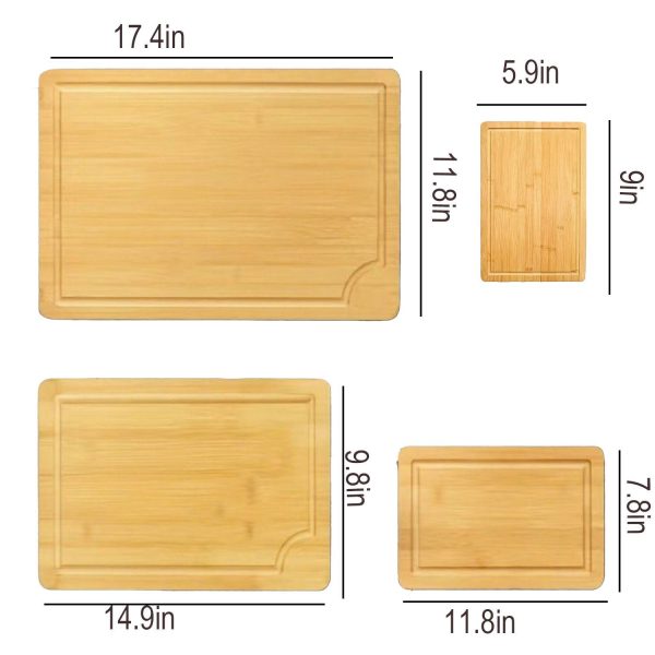 4pcs Bamboo Eco-friendly Cutting Board Set - Image 4