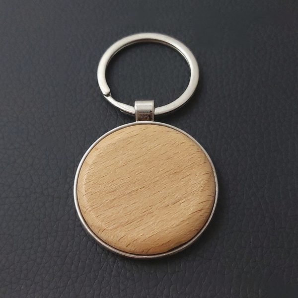 Round Circle Wood Keychain - Image 3