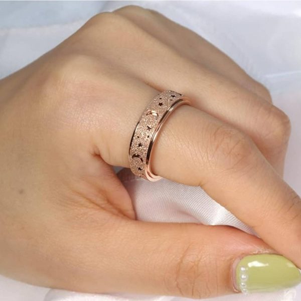 Stainless Steel Star Moon Spinner Ring - Image 6