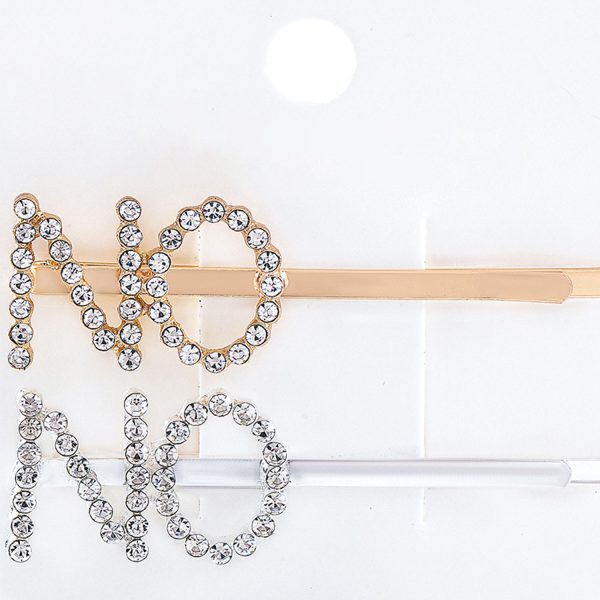 Glitter Rhinestone Letter Hair Clips Set - Image 5