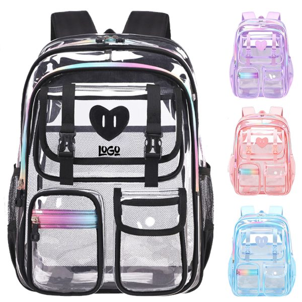 PVC Double Zipper Waterproof Clear Backpack