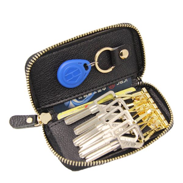 Genuine Leather Zipper Multifunction Key Bag - Image 13