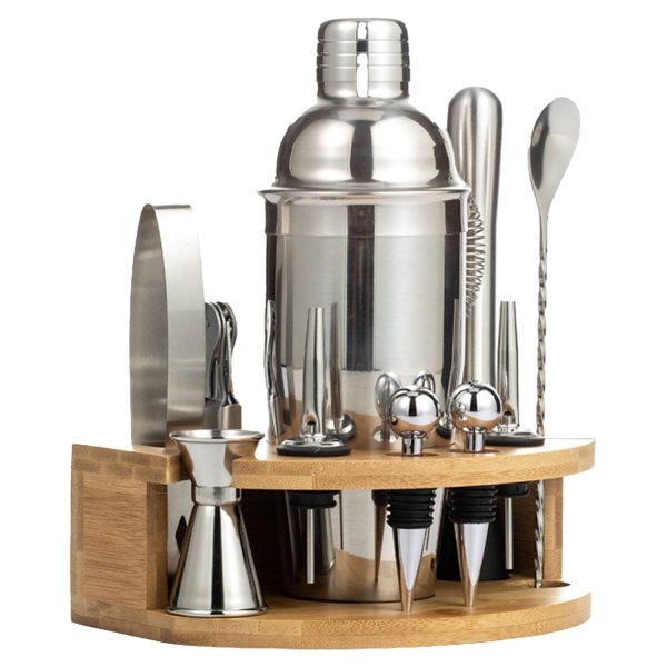12pcs Stainless steel Cocktail Shaker Set w/ Bamboo Stand - Image 3