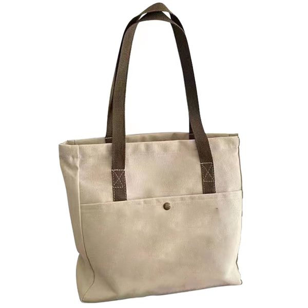 Zipper Top Large Capacity Canvas Tote Bag - Image 3