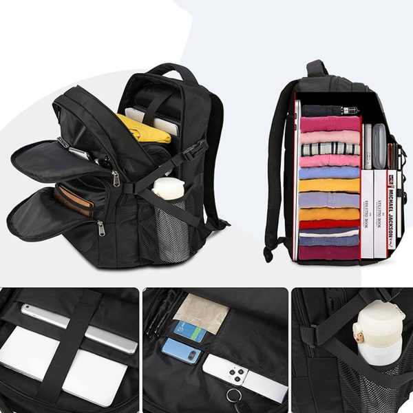 Large Capacity USB Port Oxford Backpack w/ Pouch - Image 3