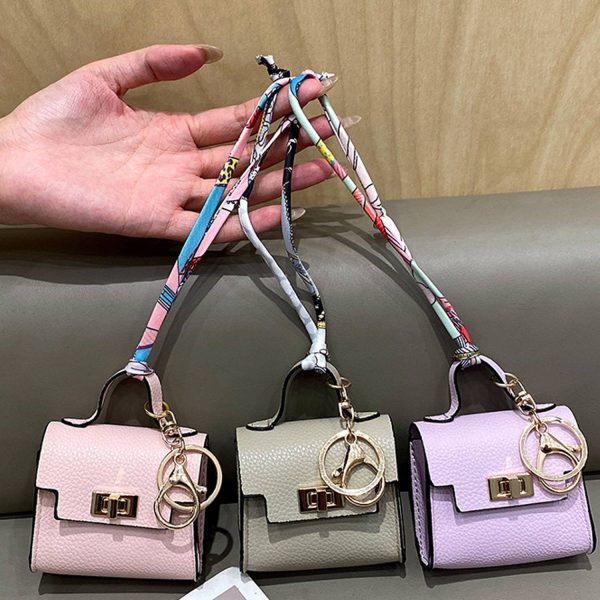 PU Leather Mini Handbag Pendant Keychain - Image 8