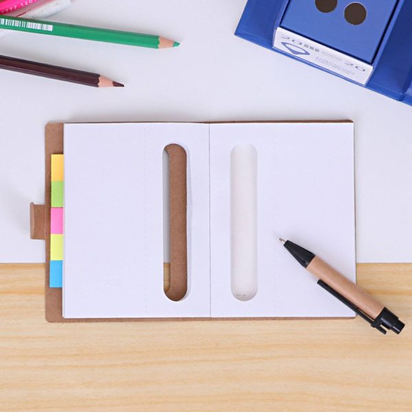 Recycled Paper Sticky Notes Notepad w/ Pen - Image 3