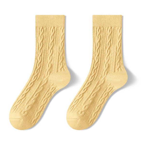 Solid Color Thick Winter Mid-Calf Socks - Image 3