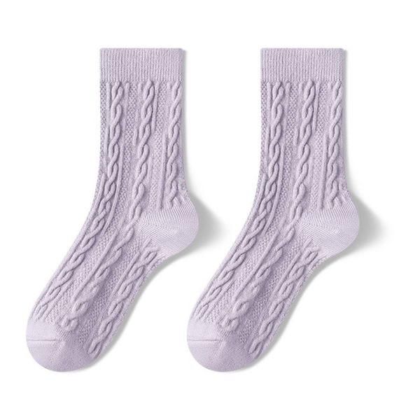 Solid Color Thick Winter Mid-Calf Socks - Image 8