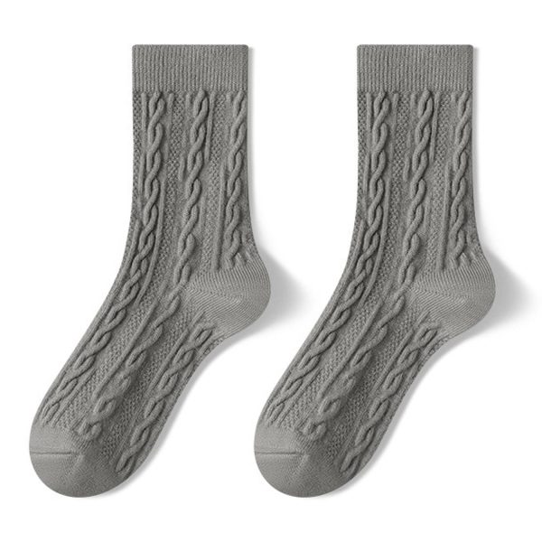 Solid Color Thick Winter Mid-Calf Socks - Image 5